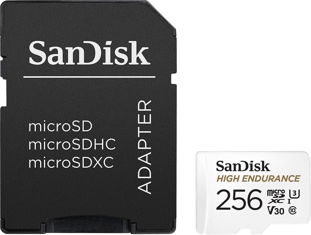 SanDisk 256GB High Endurance Video microSDXC Card with Adapter for Dash Cam and Home Monitoring Systems - C10, U3, V30, 4K UHD, Micro SD Card - SDSQQNR-256G-GN6IA - Available at All In One Marketplace Canada