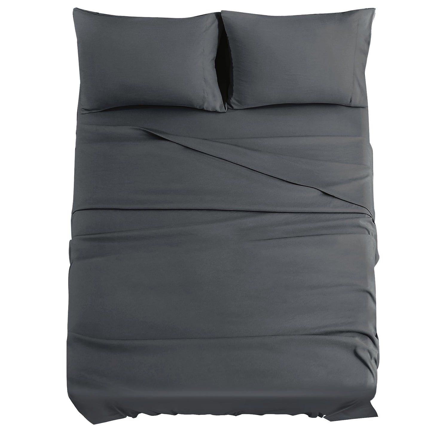 JOLLYVOGUE Queen Size Bed Sheet Set - 4 Piece Bed Sheets Set with Deep Pocket - Soft Breathable & Cooling - Resists Shrinkage & Fading Draps Queen - Easy Care (Dark Grey)