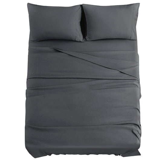 JOLLYVOGUE Queen Size Bed Sheet Set - 4 Piece Bed Sheets Set with Deep Pocket - Soft Breathable & Cooling - Resists Shrinkage & Fading Draps Queen - Easy Care (Dark Grey)