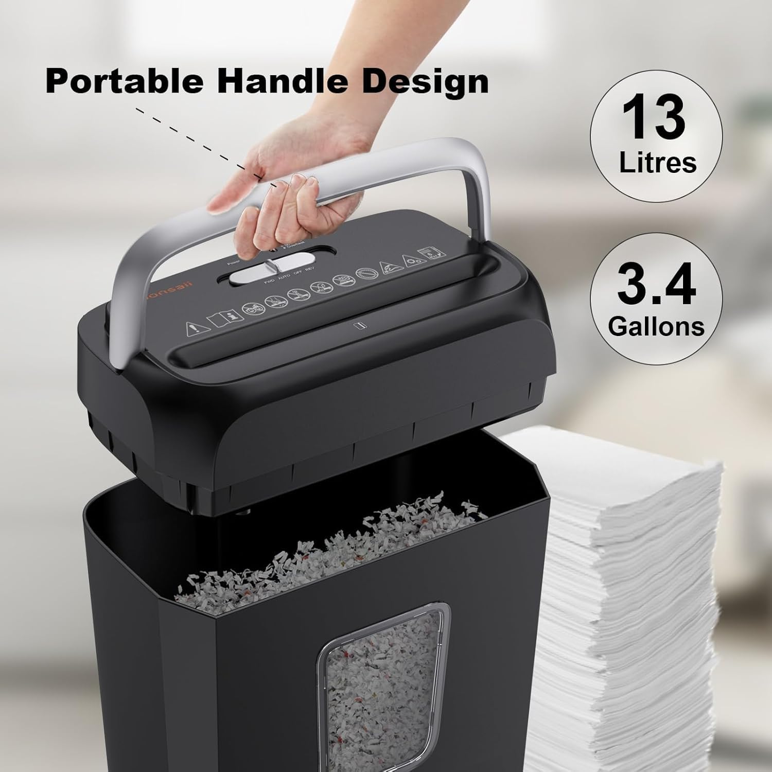 Bonsaii 6-Sheet Crosscut Paper Shredder for Home Use, Small Paper Shredder for Home Office, Portable Document Shredder with 3.4 Gal Wastebasket (C237-B)