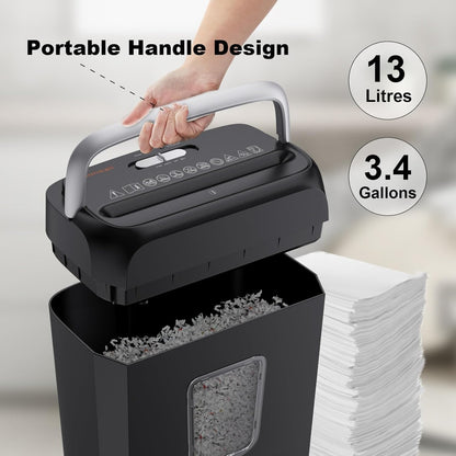 Bonsaii 6-Sheet Crosscut Paper Shredder for Home Use, Small Paper Shredder for Home Office, Portable Document Shredder with 3.4 Gal Wastebasket (C237-B)
