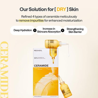 MEDIHEAL Ceramide Essential Face Mask - Moisturizing, Barrier Repair with Panthenol & Adenosine for Intense Hydration for Dry & Sensitive Skin, Face Mask for Women, Vegan, Korean Skincare (10 Sheets)