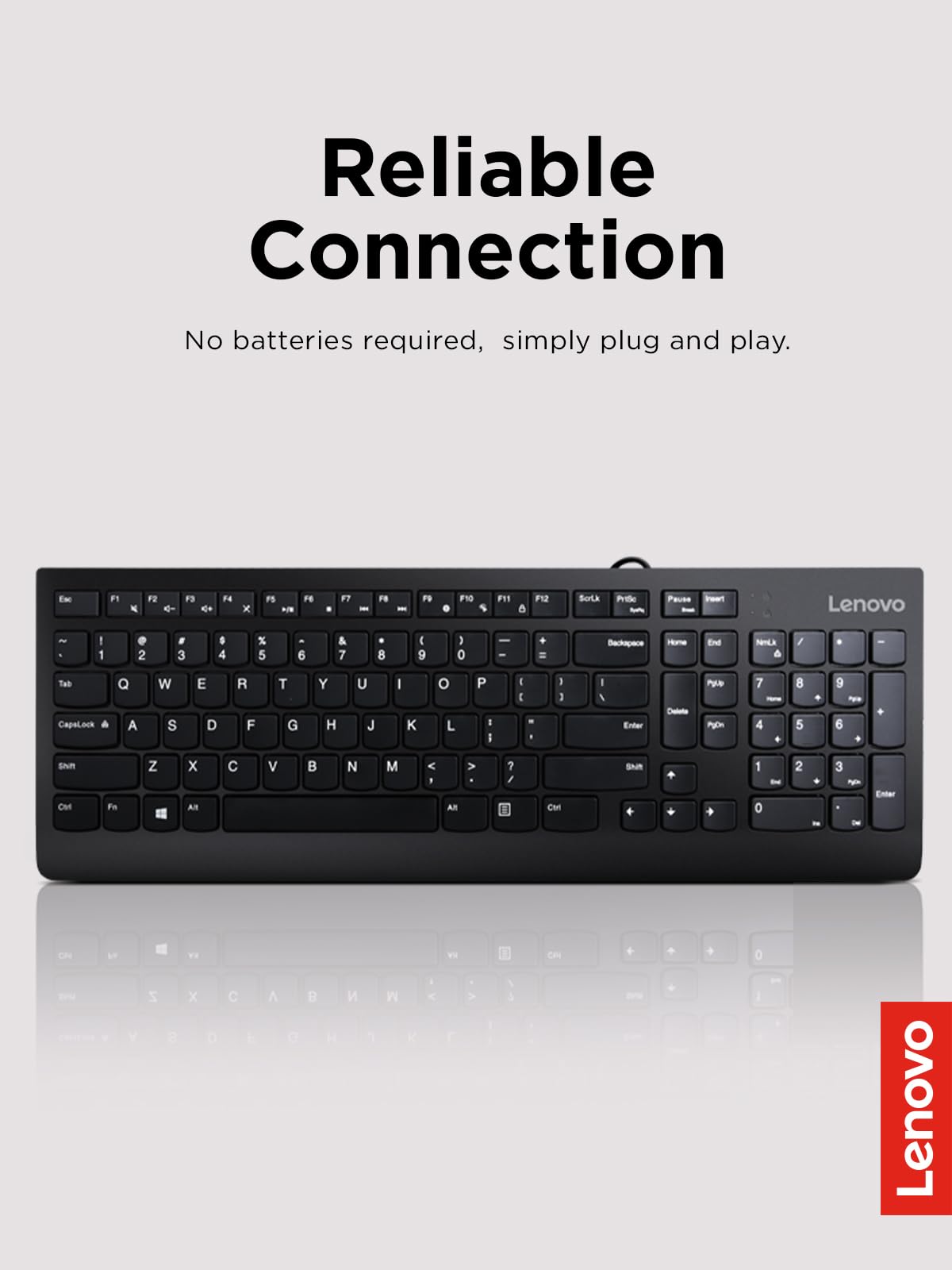 Lenovo 300 USB Wired Keyboard, Black