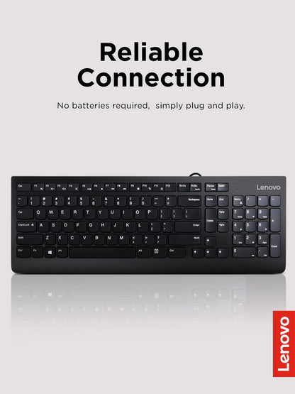 Lenovo 300 USB Wired Keyboard, Black