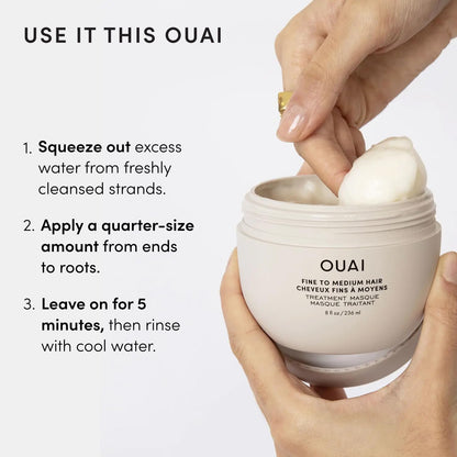 OUAI Fine to Medium Hair Treatment Mask- Deep Conditioning Hair Mask (8 oz) OUAI