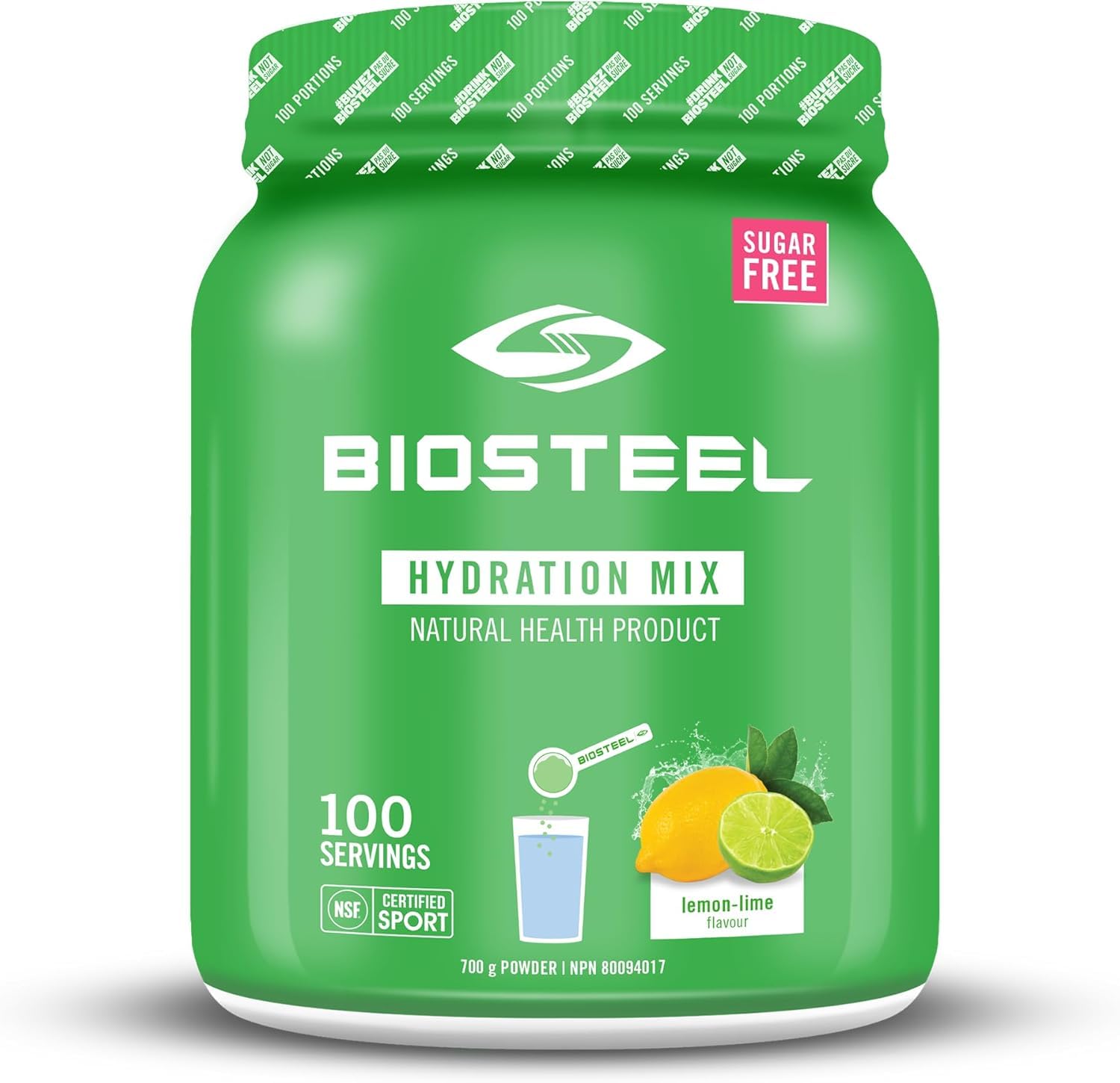BioSteel Hydration Mix – Lemon Lime Flavor, Sugar-Free with Natural Stevia, 100 Servings