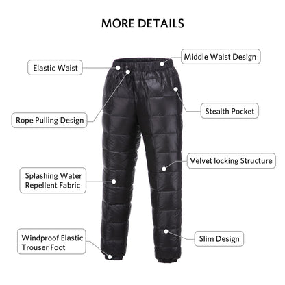Tapasimme Men, Women Winter Warm Loose Utility Down Pants Sassy High Waisted Nylon Compression Snow Trousers (Large, Black) 🍁 All In One Marketplace Canada