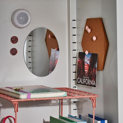LockerMate 10-Piece Fashion Locker Kit with 12" Stac-A-Shelf, Includes Mirror, Cork Board & Light, Floral Pink