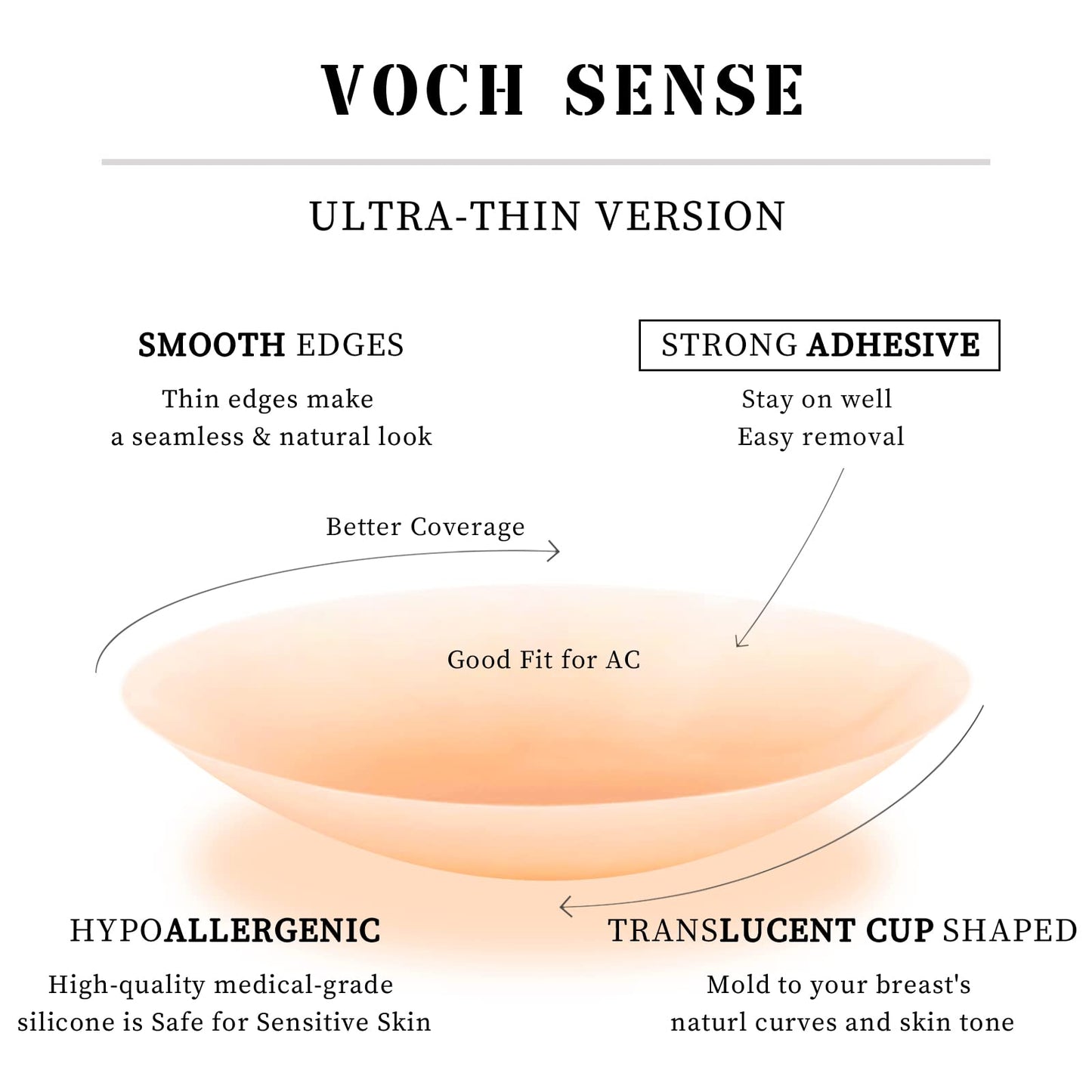 VOCH GALA Premium Nipple Covers for Women, 2 Pairs Crème