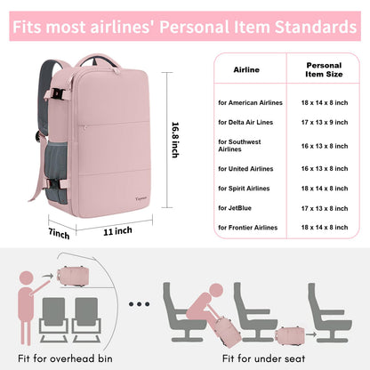 Taygeer Travel Backpack for Women, Carry On Backpack with Shoe Pouch, TSA 15.6inch Laptop Backpack Flight Approved, College Nurse Bag Casual Daypack for Weekender Business Hiking, Pink - Available at All In One Marketplace Canada