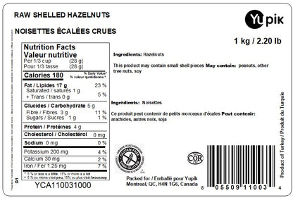 Yupik Raw Hazelnuts, 1 kg – Whole Shelled Filberts, Unsalted & Unroasted