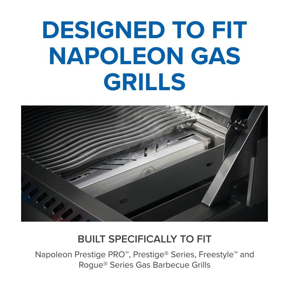 Napoleon Stainless Steel Smoker Box 67013 Add Smoky Flavor to BBQ, Easily Turn Gas Grill Into Smoker, Add Wood Chips or Chunks to Smoke Food on Barbecue Napoleon