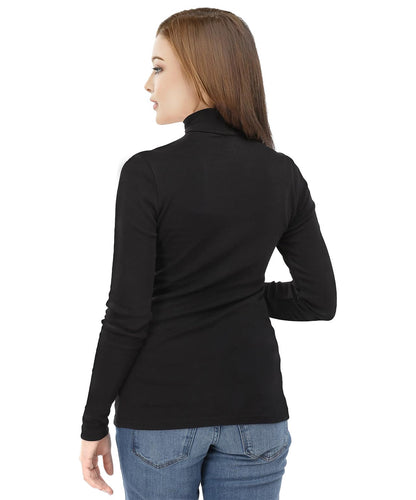 NY Threads Cotton Blend Turtleneck Top for Women, Large, Black 🍁 All In One Marketplace Canada
