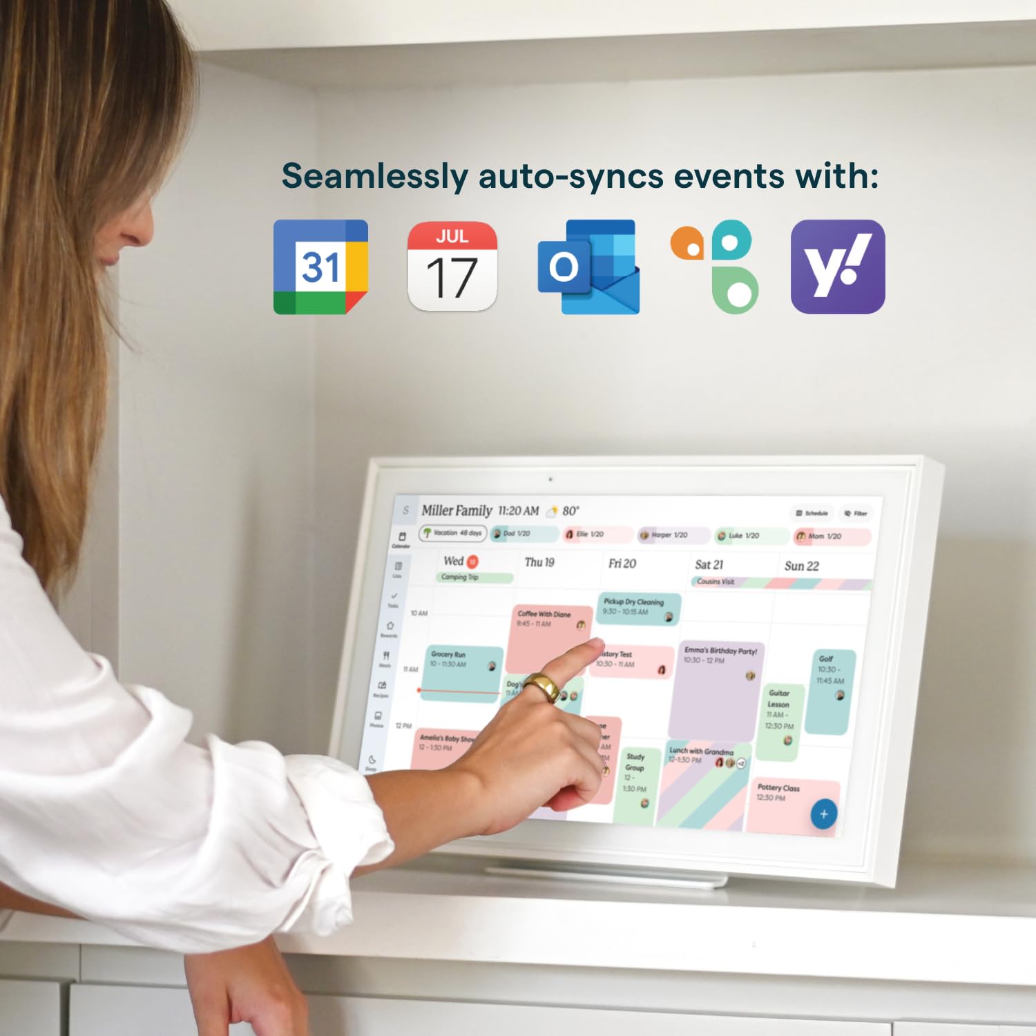Skylight Calendar: 15-inch Wall Planner Digital Calendar & Chore Chart, Smart Touchscreen Interactive Display for Family Schedules – Wall Mount Included, Great for Organizing Your 2026 Calendar - Available at All In One Marketplace Canada