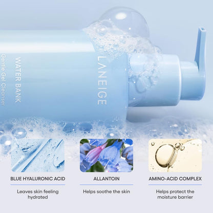 LANEIGE Water Bank Gentle Gel Cleanser: pH-Balanced & Barrier-Boosting with Blue Hyaluronic Acid LANEIGE
