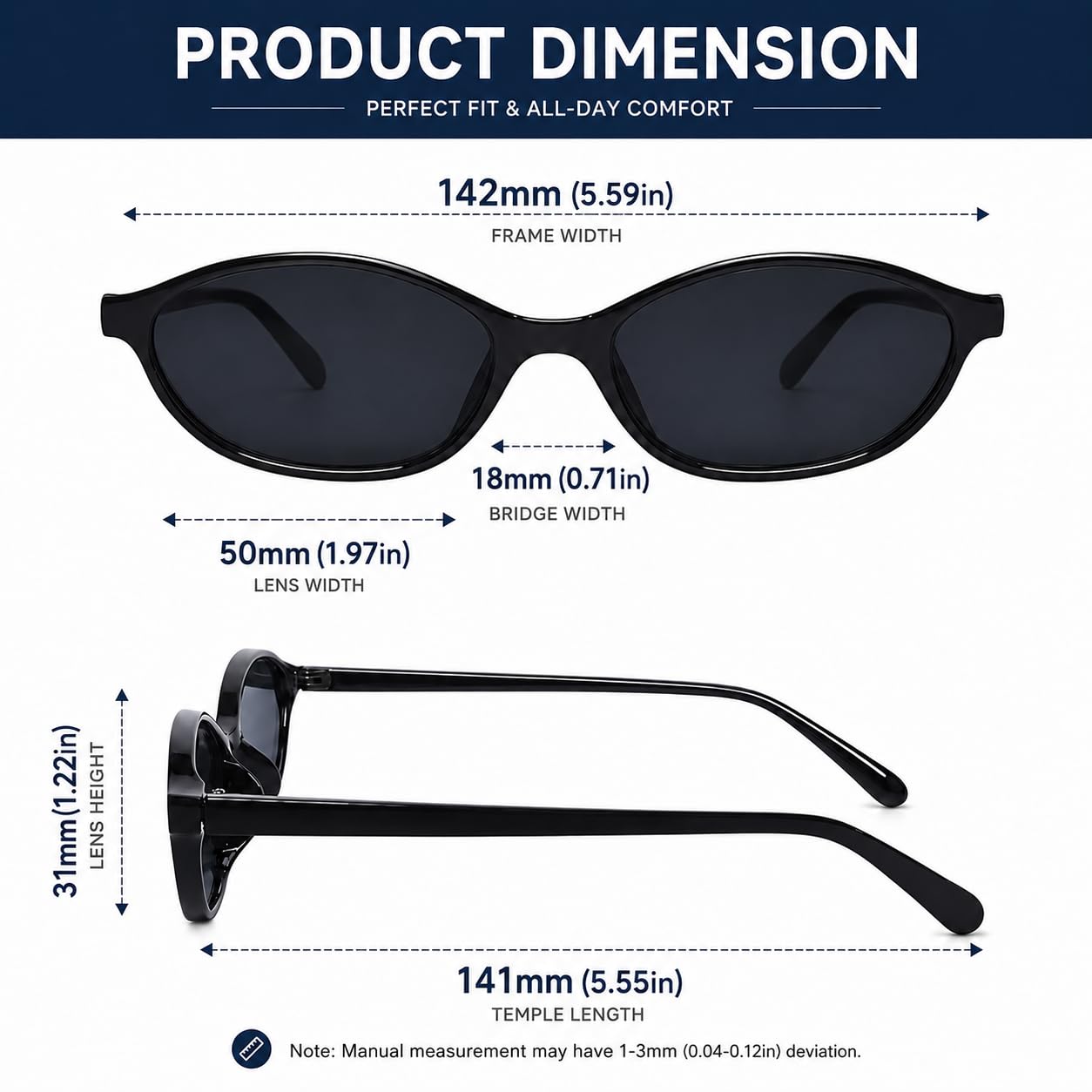 Retro Oval Cat Eye Sunglasses for Women 90s Trendy Small Lightweight Y2k Narrow Sunnies Cateye UV400 Sun Glasses 8057 Black+Brown+Tortoise