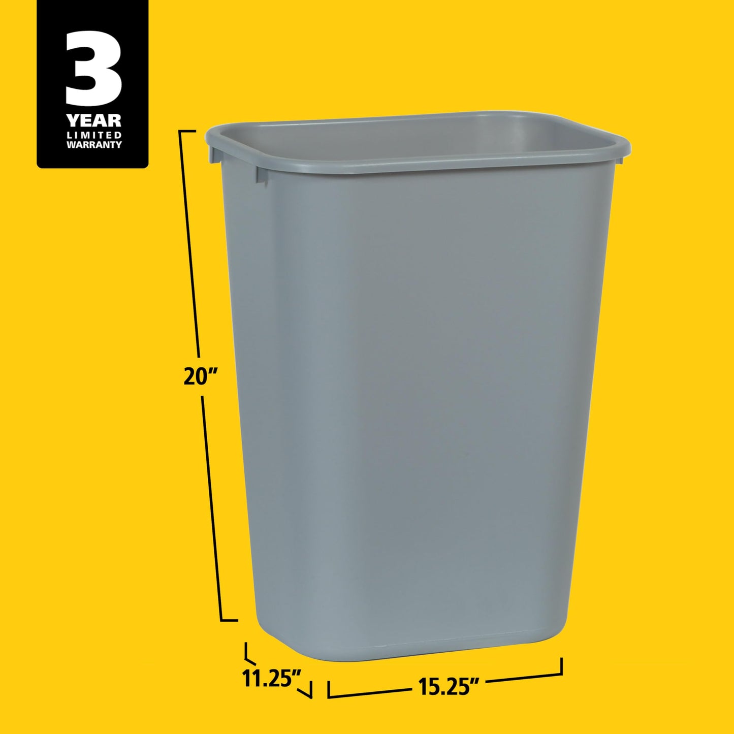 Rubbermaid Commercial Products Deskside Wastebasket/Trash Can, 10.25-Gallon/41-Quart, Gray, Plastic, Garbage Can for Home/Office, Fits Under Desk/Sink/Cabinet 🍁 All In One Marketplace Canada