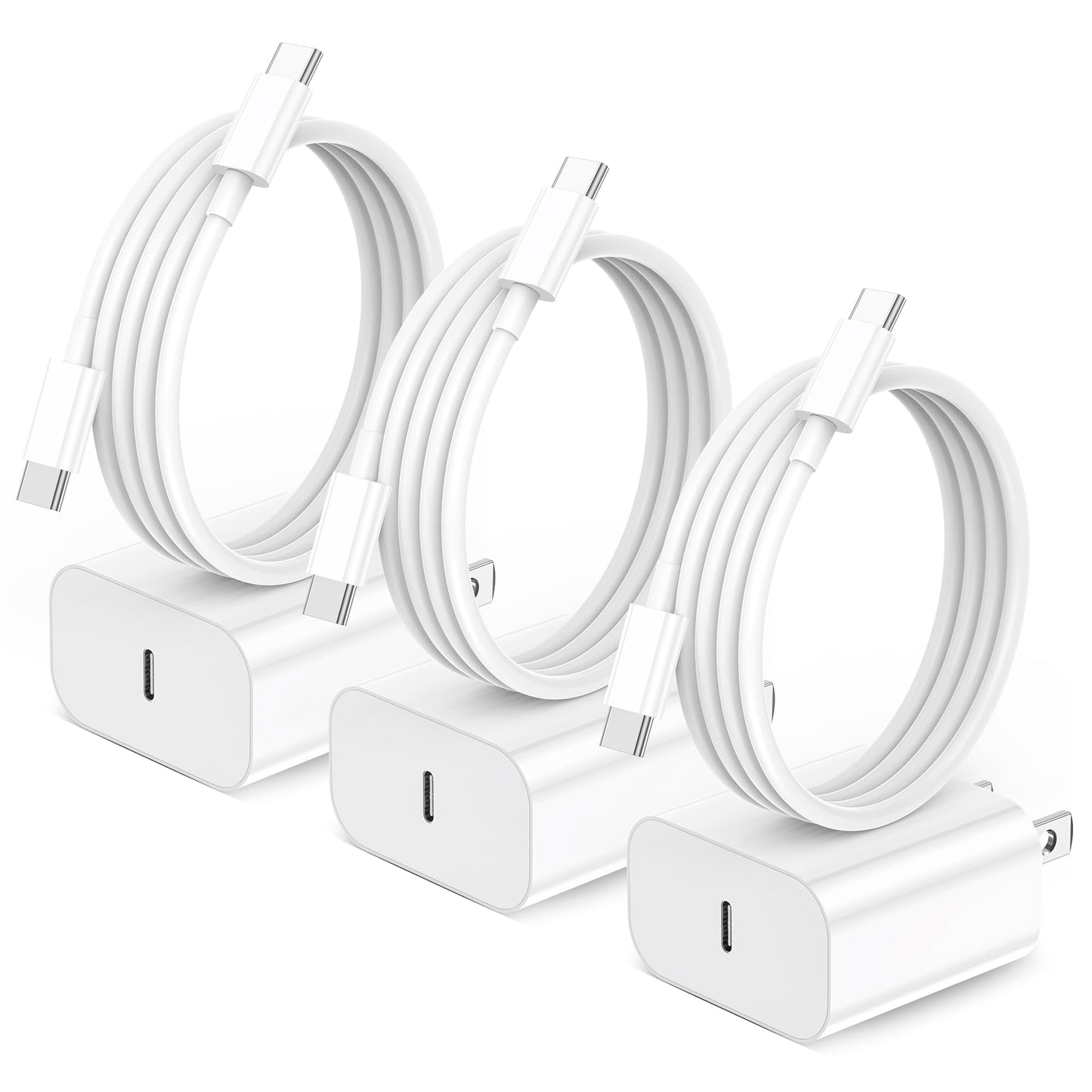 iPhone 17 16 15 Charger,3 Pack 20W USB-C Fast Wall Charger with 6ft USB C to USB C Cable for iPhone 17/16/16 Pro Max/16 Plus/15/15 Pro Max/15 Plus/iPad Air/iPad and More