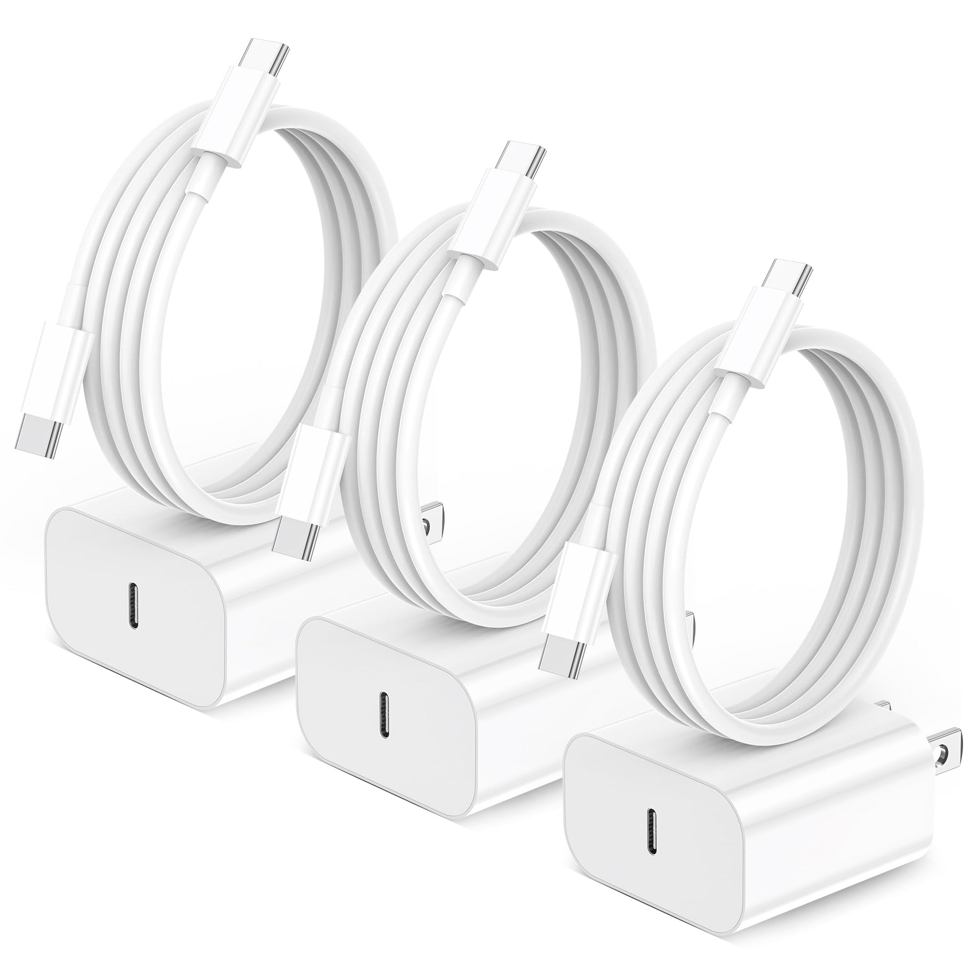 iPhone 17 16 15 Charger,3 Pack 20W USB-C Fast Wall Charger with 6ft USB C to USB C Cable for iPhone 17/16/16 Pro Max/16 Plus/15/15 Pro Max/15 Plus/iPad Air/iPad and More