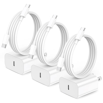 iPhone 17 16 15 Charger,3 Pack 20W USB-C Fast Wall Charger with 6ft USB C to USB C Cable for iPhone 17/16/16 Pro Max/16 Plus/15/15 Pro Max/15 Plus/iPad Air/iPad and More