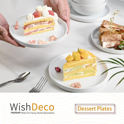 WishDeco Ceramic Appetizer Plates Set of 6, Small Dessert Plates 18 cm 🍁 All In One Marketplace Canada