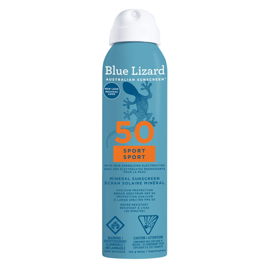 Blue Lizard Sport Mineral SPF 50 Spray, Broad-Spectrum UVA/UVB Protection, Water-Resistant, Zinc Oxide Formula, Vegan, 142 g