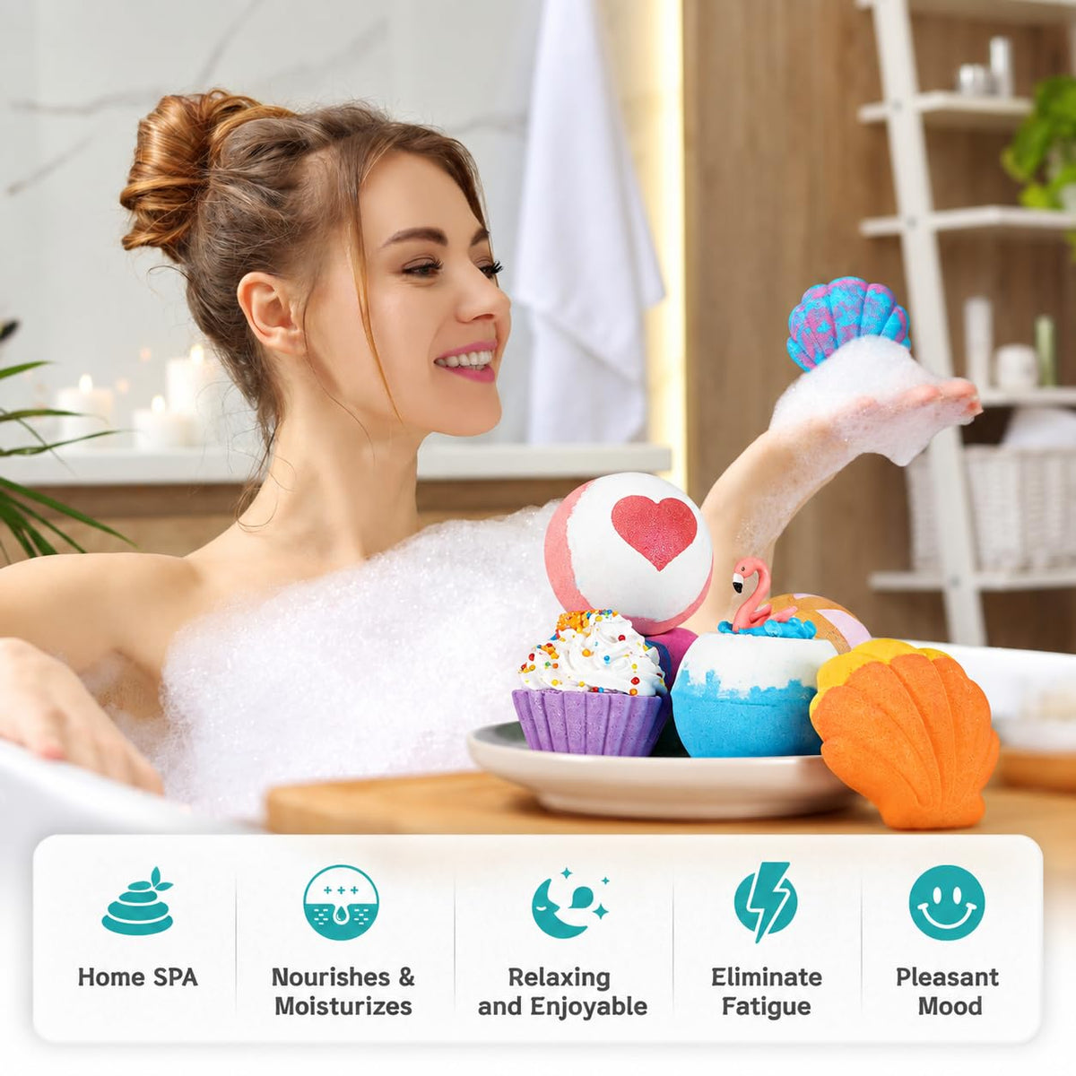 Bath Bombs - 8pcs Natural Bath Bombs for Women & Kids, Bubble Bath Spa Relaxation Gifts, Valentines day Birthday Stocking Stuffers Christmas for Women, Girlfriend, Her 🍁 All In One Marketplace Canada