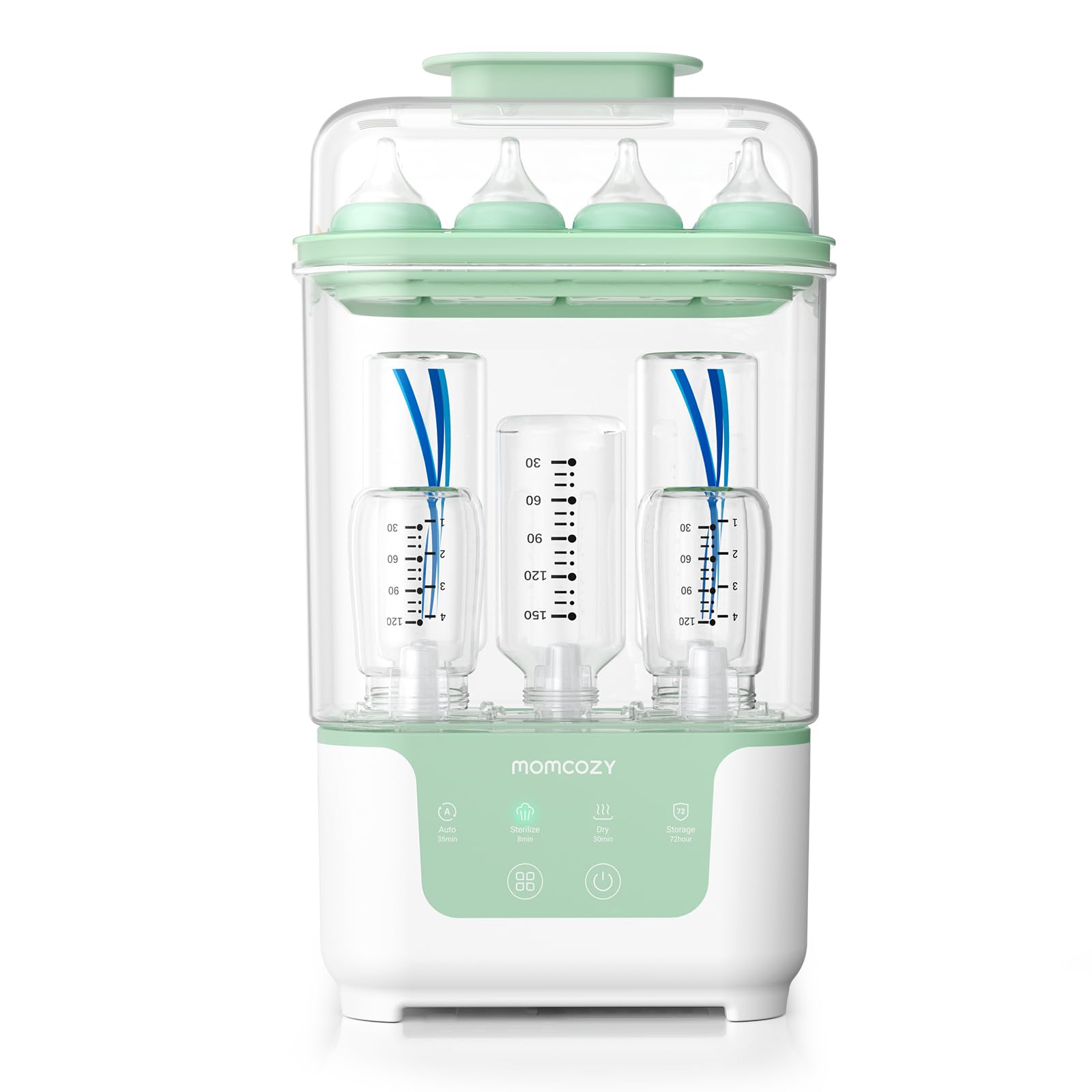 Momcozy Bottle Sterilizer and Dryer, Modular Nesting Space Saving Design, 6 Bottles Capacity, 4 in 1 Compact Sterilizer for Baby Bottles, Breast Pump Parts & Newborn Essentials, Drying Rack Included - Available at All In One Marketplace Canada