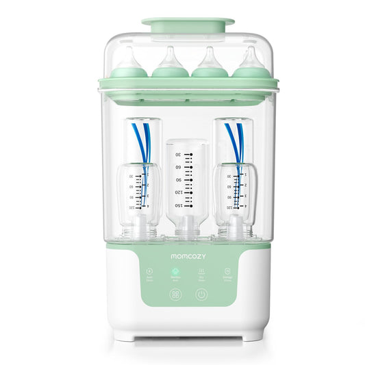 Momcozy Bottle Sterilizer and Dryer, Modular Nesting Space Saving Design, 6 Bottles Capacity, 4 in 1 Compact Sterilizer for Baby Bottles, Breast Pump Parts & Newborn Essentials, Drying Rack Included - Available at All In One Marketplace Canada