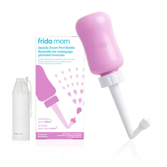 Frida Mom Upside Down Peri Bottle Sprayer, Perineal Care & Postpartum Recovery, Portable Travel Bidet & Perineal Cleanser with Travel Bag, Postpartum Essential, Pink - Available at All In One Marketplace Canada