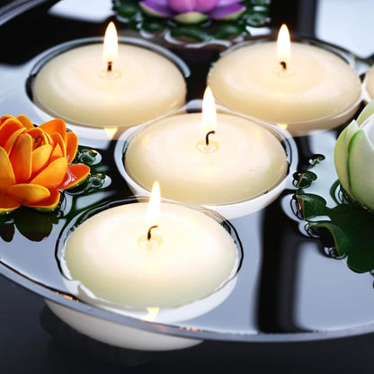 qinxiang 24 Pack Floating Candles, 3” Ivory Unscented Dripless Wax Burning Candles, for Cylinder Vases, Weddings, Party and Holiday 🍁 All In One Marketplace Canada