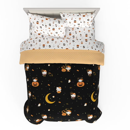 Sanrio Hello Kitty Halloween Pumpkin Full Bed Set – Super Soft & Cozy 5 Piece Reversible Comforter and Sheet Set (Officially Licensed Product) by Franco