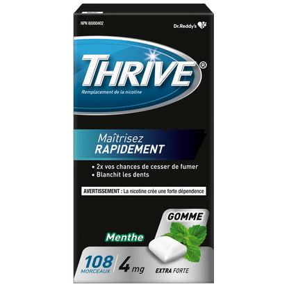 Thrive Nicotine Replacement Gum, 4mg Extra Strength, Mint, 108 Count Thrive