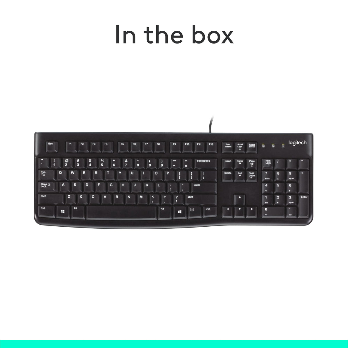 Logitech K120 Full Size Wired Keyboard USB Plug-and-Play Windows - Black