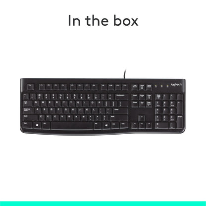Logitech K120 Full Size Wired Keyboard USB Plug-and-Play Windows - Black