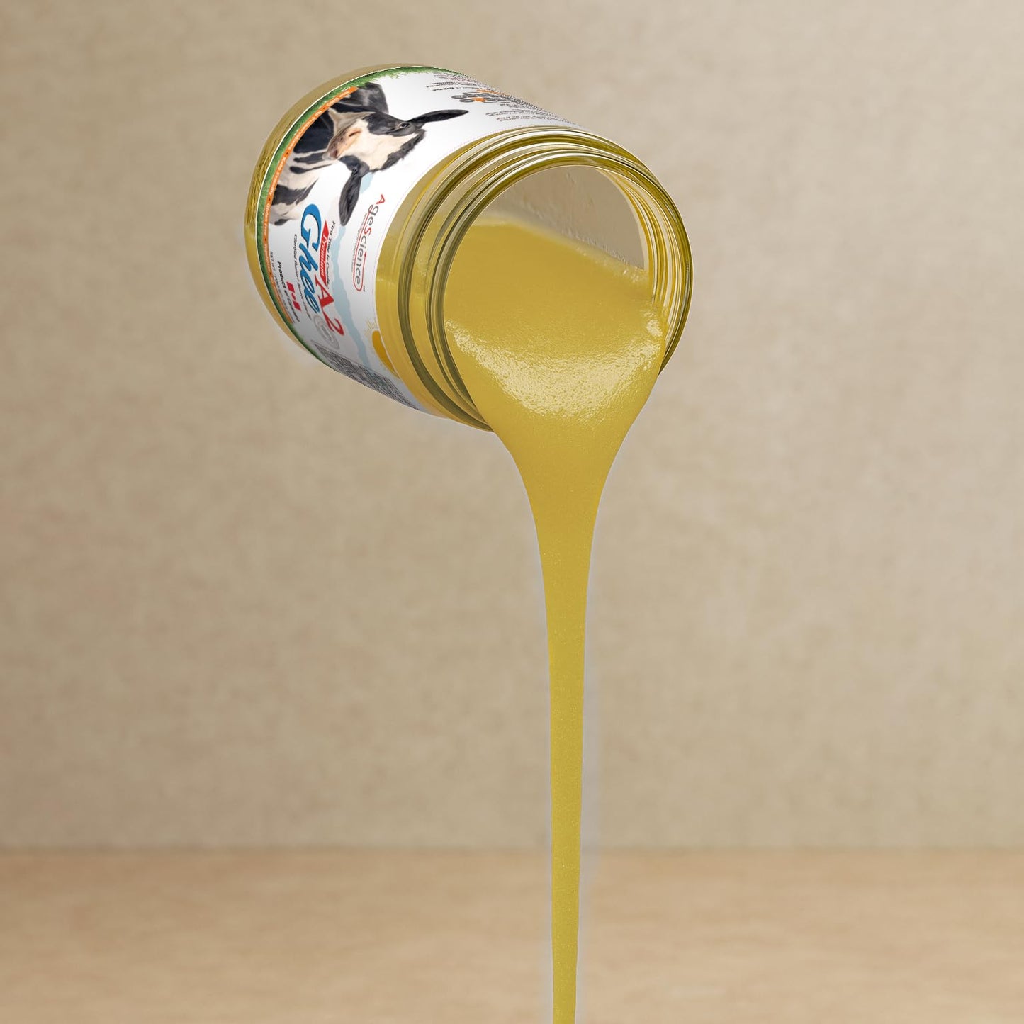 AgeScience A2 Ghee – Pure Canadian Clarified Butter, Lactose & Casein Free, 650g Glass Jar