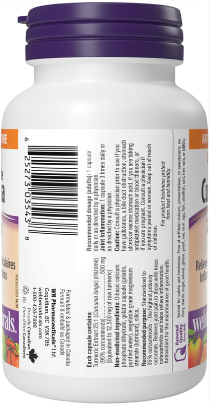 Webber Naturals Turmeric Curcumin Extra Strength, 95% Curcuminoids, 60 Capsules, Anti-Inflammatory Support - Available at All In One Marketplace Canada