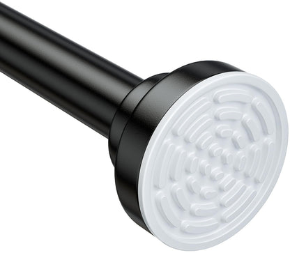 Ausemku Shower Curtain Rod Tension - 32-80 Inch Never Rust Non-Slip Spring Tension Curtain Rod No Drilling Stainless Steel Curtain Rod Use Bathroom Kitchen（Black）