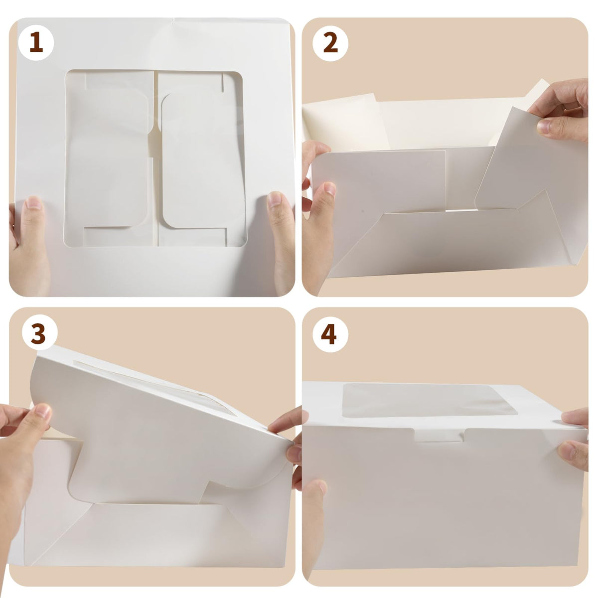 40 Pcs Cake Boxes with Window, 10” x 10” x 5” White Tall Bakery Box Set (20pcs Boxes & 20pcs Boards), Paperboard Cake Baker Box for Bakery, Cakes, Pastries 🍁 All In One Marketplace Canada