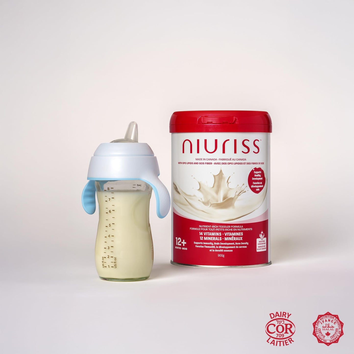 NIURISS Toddler Formula - 27 Micronutrients, OPO Lipids & GOS Fiber, Canadian Milk, Kosher & Halal Certified - 900g (12-36 months)