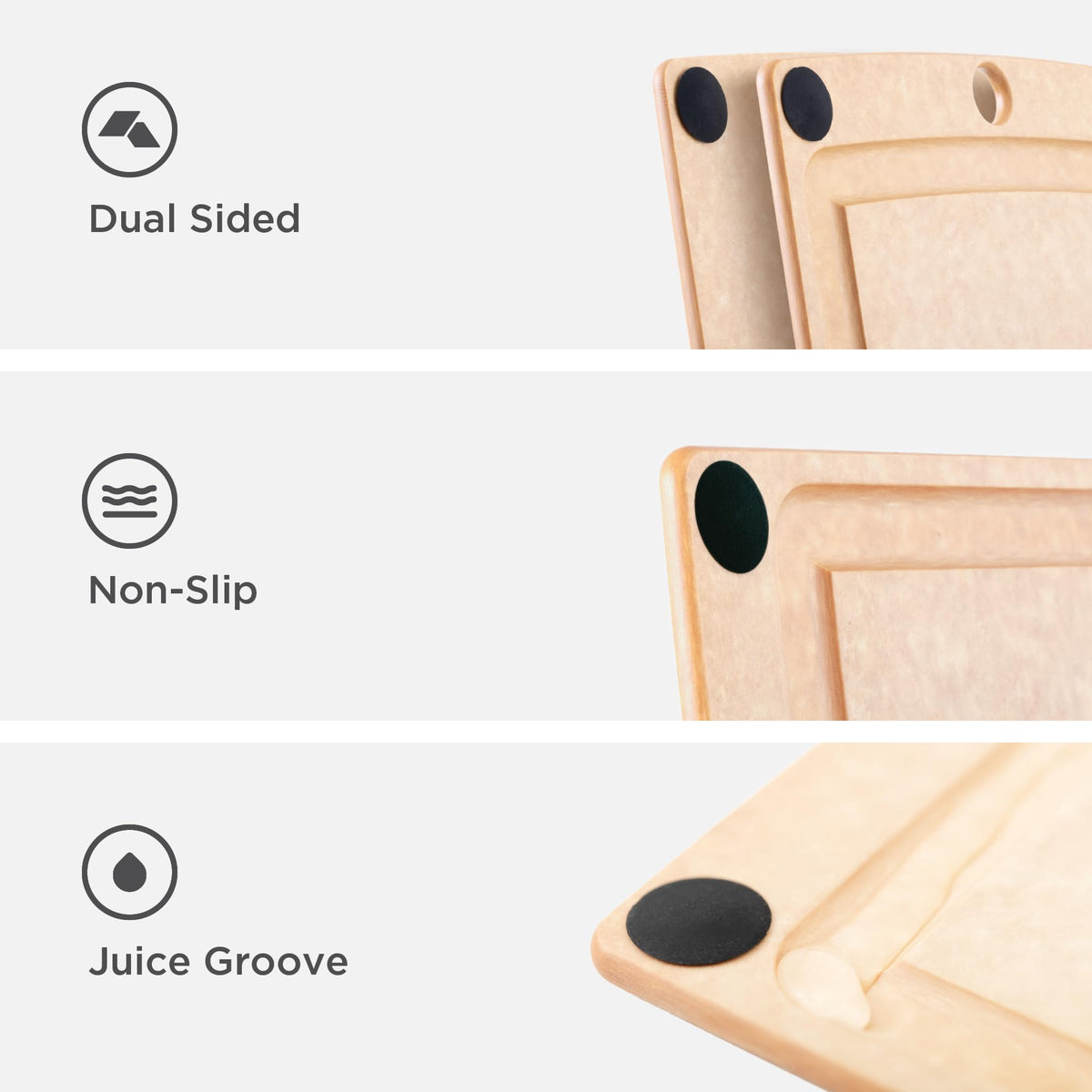 Epicurean All-in-One Cutting Board with Non-Slip Feet and Juice Groove, 14.5" × 11.25", Natural/Black