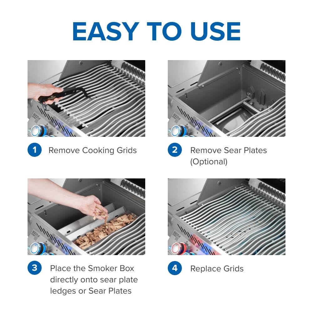 Napoleon Stainless Steel Smoker Box 67013 Add Smoky Flavor to BBQ, Easily Turn Gas Grill Into Smoker, Add Wood Chips or Chunks to Smoke Food on Barbecue Napoleon