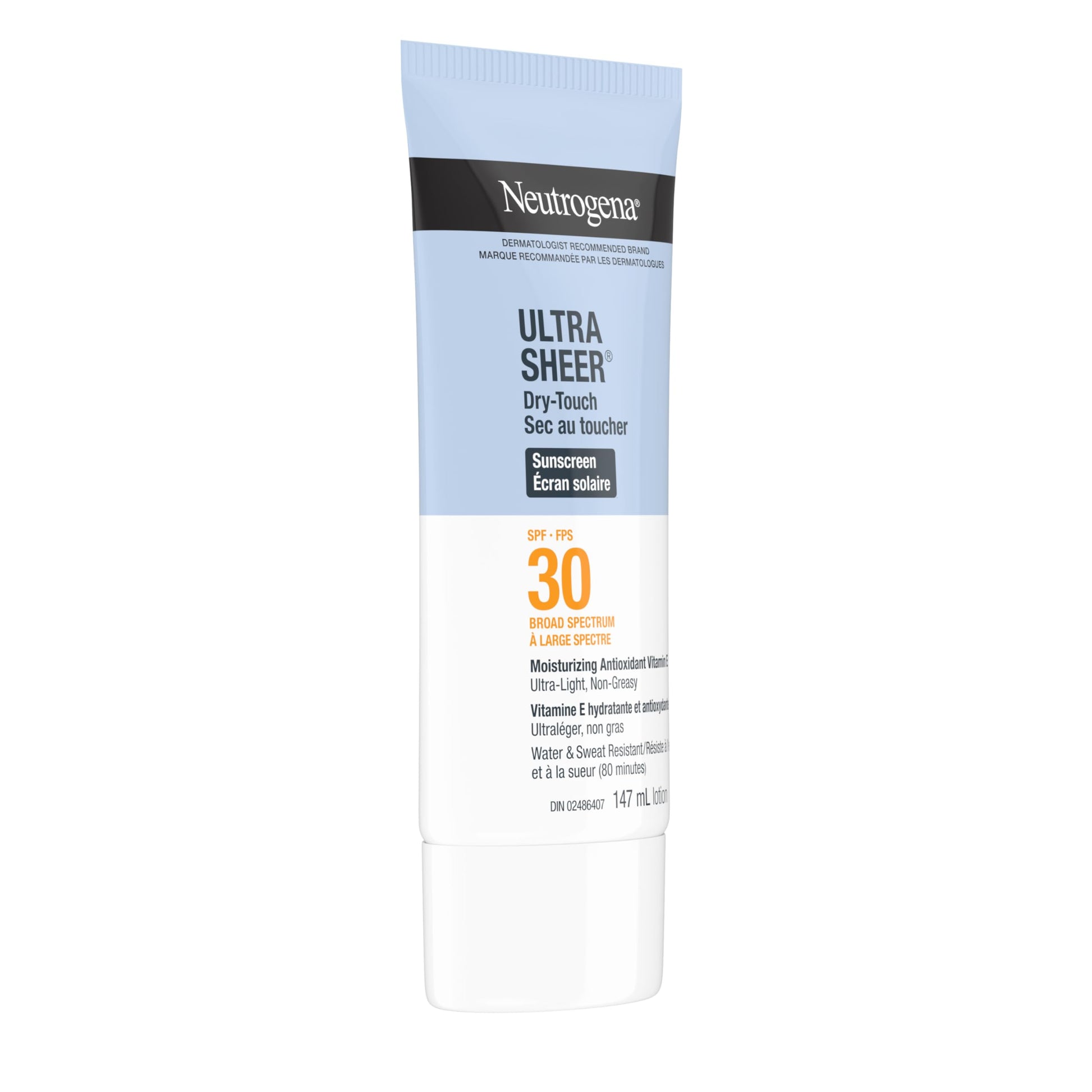 Neutrogena Sunscreen Lotion SPF 30, Ultra Sheer Dry-Touch Sun Cream, Oxybenzone-free, Dermatologist-tested, Water Resistant & Non-Greasy, 147mL Neutrogena