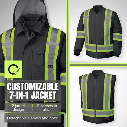 Pioneer Hi Vis Winter Work Jacket for Men - 7-in-1 - For Construction 🍁 All In One Marketplace Canada