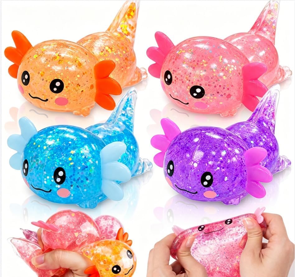 4PCS Axolotls Squishy Fidget Stress Ball,Cute Squishies Axolotls Toy,Fidget Toys for Kids Youth Adult, Gift for Party Birthday Christmas 🍁 All In One Marketplace Canada