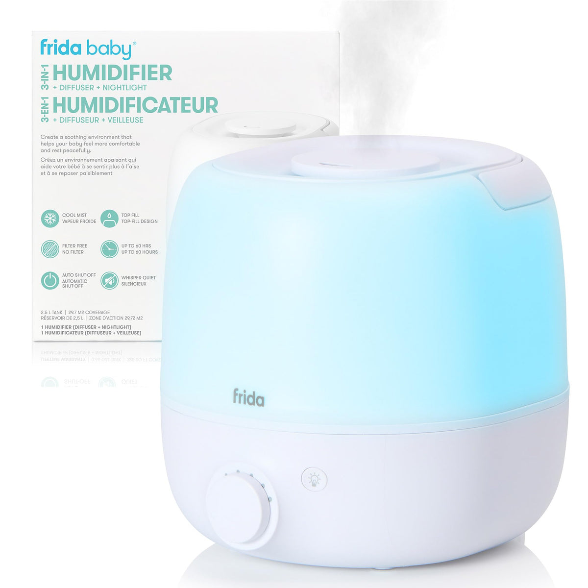 Frida Baby 3-in-1 Cool Mist Top-Fill Humidifier for Large Rooms
