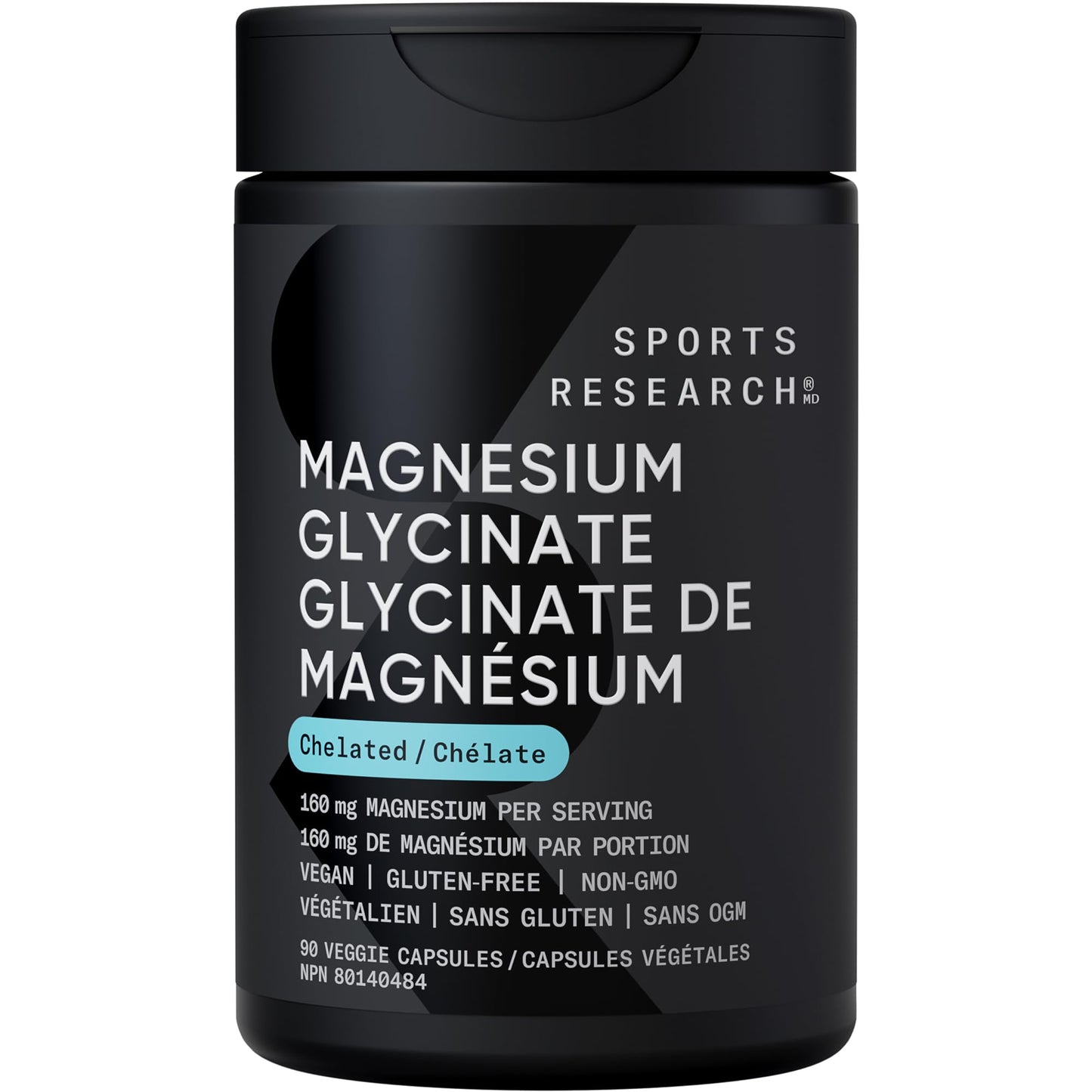 Sports Research® Magnesium Glycinate 160mg - Chelated Magnesium to Support Restful Sleep & Enzymatic Processes - Liquid Softgels - 60 Count - Non-GMO, Gluten-Free Supplement for Daily Use - Available at All In One Marketplace Canada