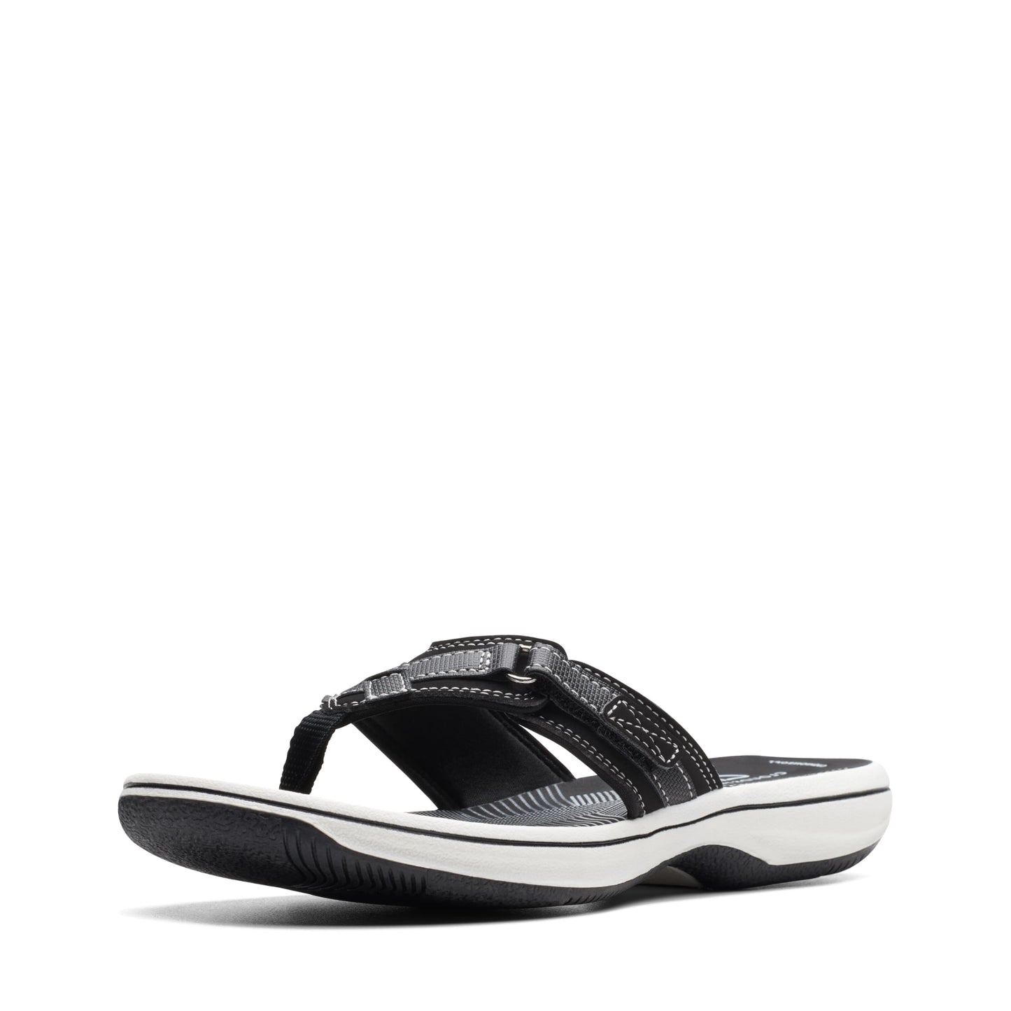 Clarks Women's Breeze Sea Flip-Flop, Black Synthetic, 10
