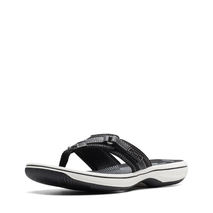 Clarks Cloudsteppers Women's Breeze Sea Flip-Flop, Black Synthetic, 9 Medium US