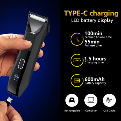 Manscape 3-in-1 Body Trimmer for Men, Groin, Pubic & Ball Hair Shaver No-Nick, Nose Hair Trimmer, Body Groomer for Smooth Shaving, Lightweight with Travel Lock, LED Display, IPX7 Waterproof, Gift Men - Available at All In One Marketplace Canada